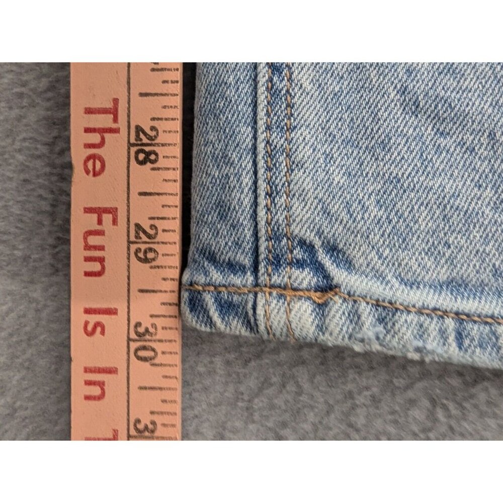 American Eagle Jeans Womens Size 12 Blue Destressed Curvy 90s Straight Whiskers - Picture 9 of 16